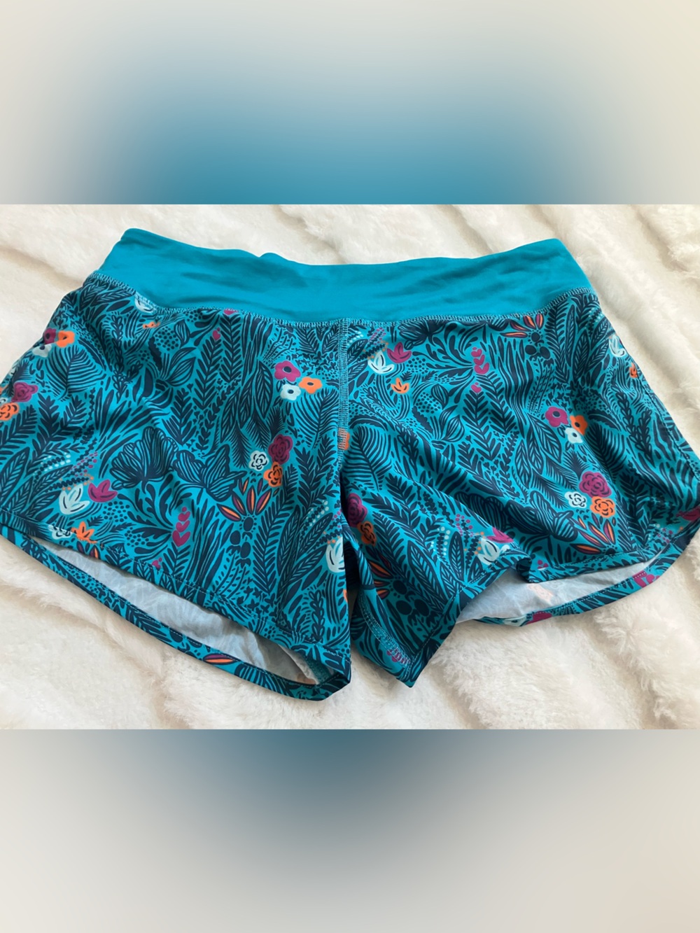 Athletic Women's Shorts - Teal Floral Print